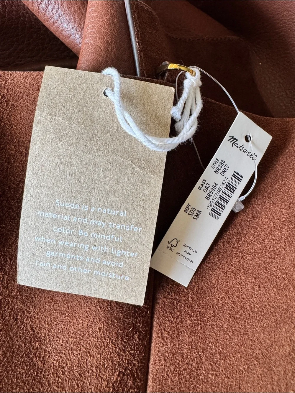 NWT! MADEWELL The Shopper Tote in Suede, Soft Mahogany Brown NR388 Oversized Bag - Picture 15 of 16